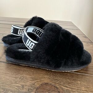 UGG Toddler Size 8 Black Fluff Yeah Fur Slide